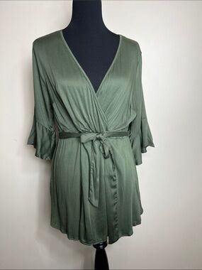 Torrid Olive Green Wrap Top with Tie Waist